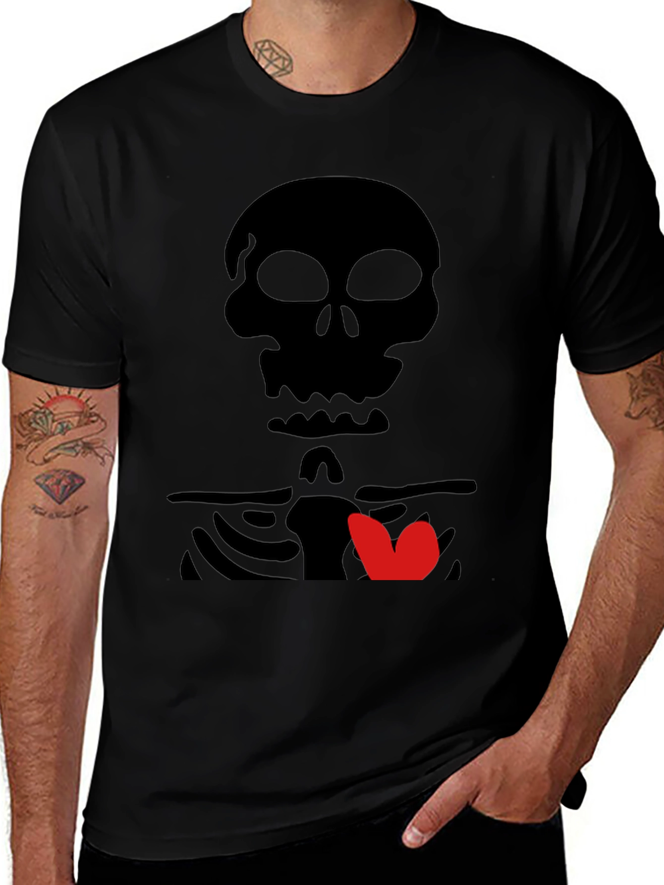 Skull & Heart Graphic Tee - Mens Black T-Shirt