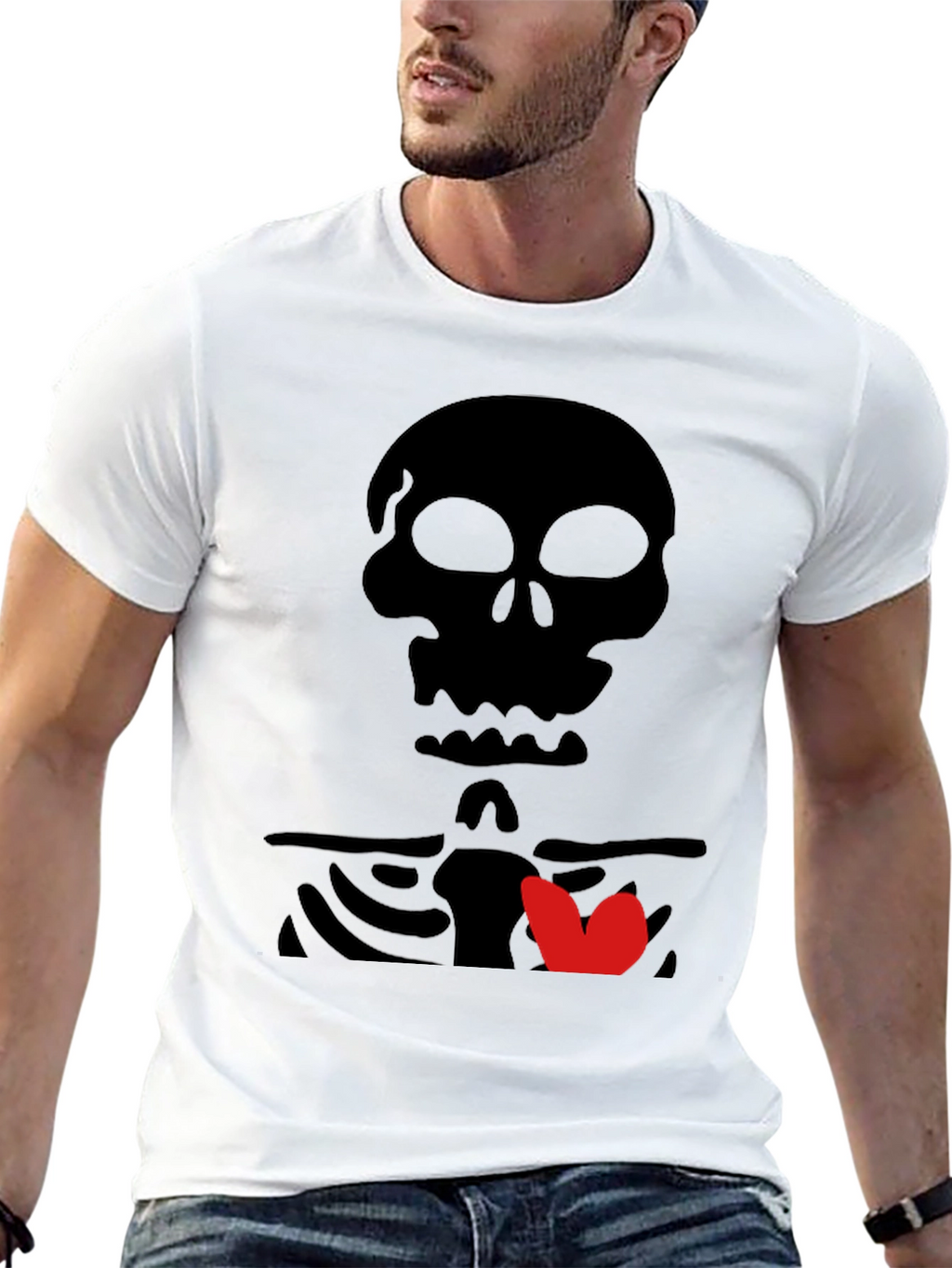 Skull & Heart Graphic Tee - Mens Black T-Shirt
