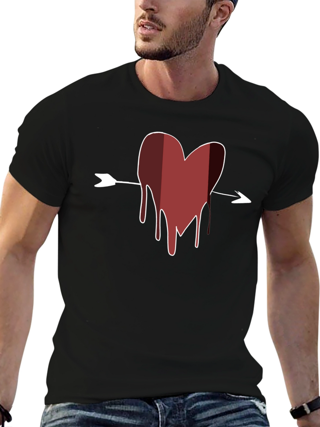 Bleeding Heart Arrow T-Shirt - Mens Black Tee