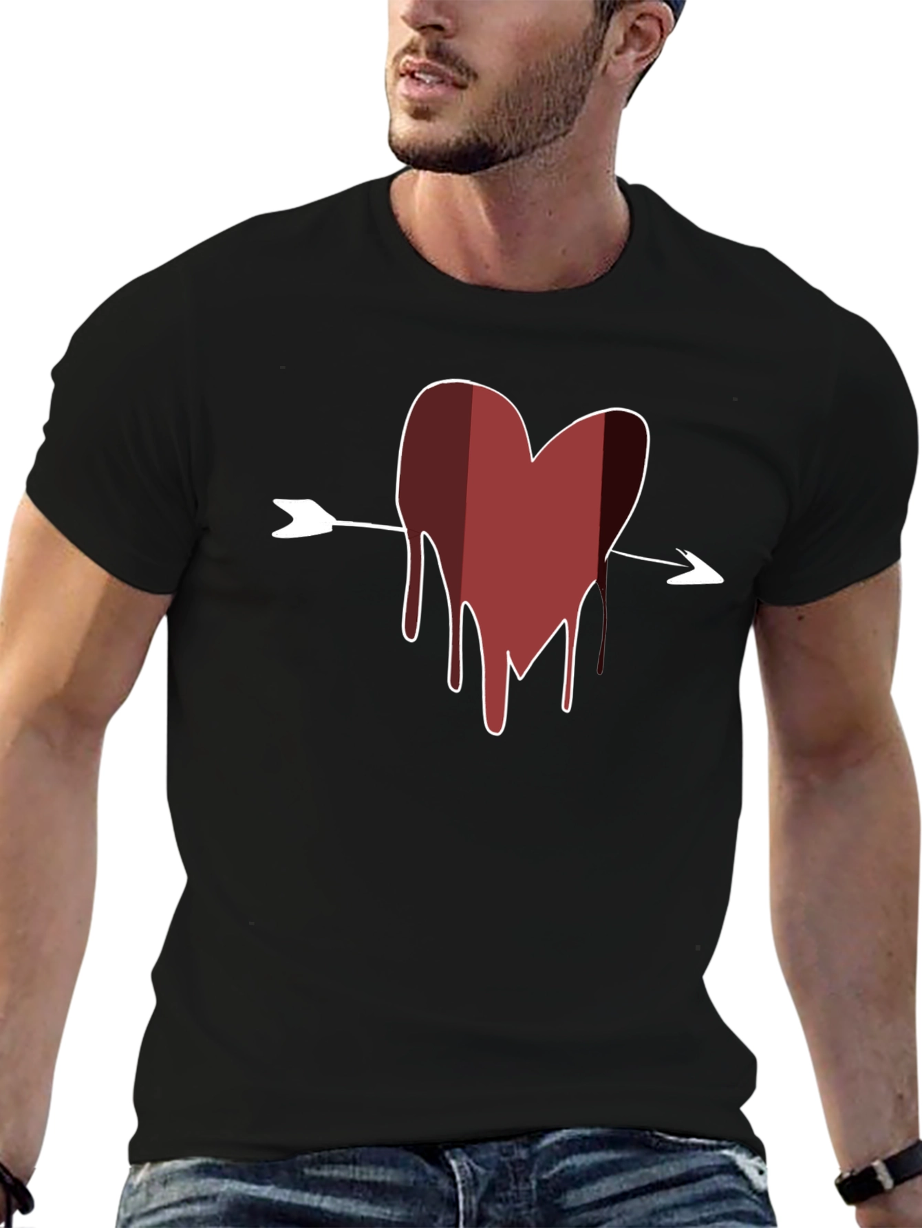 Bleeding Heart Arrow T-Shirt - Mens Black Tee