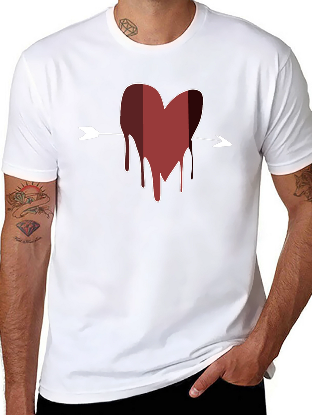 Bleeding Heart Arrow T-Shirt - Mens Black Tee