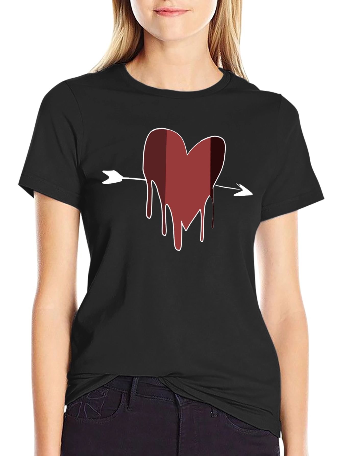 Bleeding Heart Arrow T-Shirt - Mens Black Tee