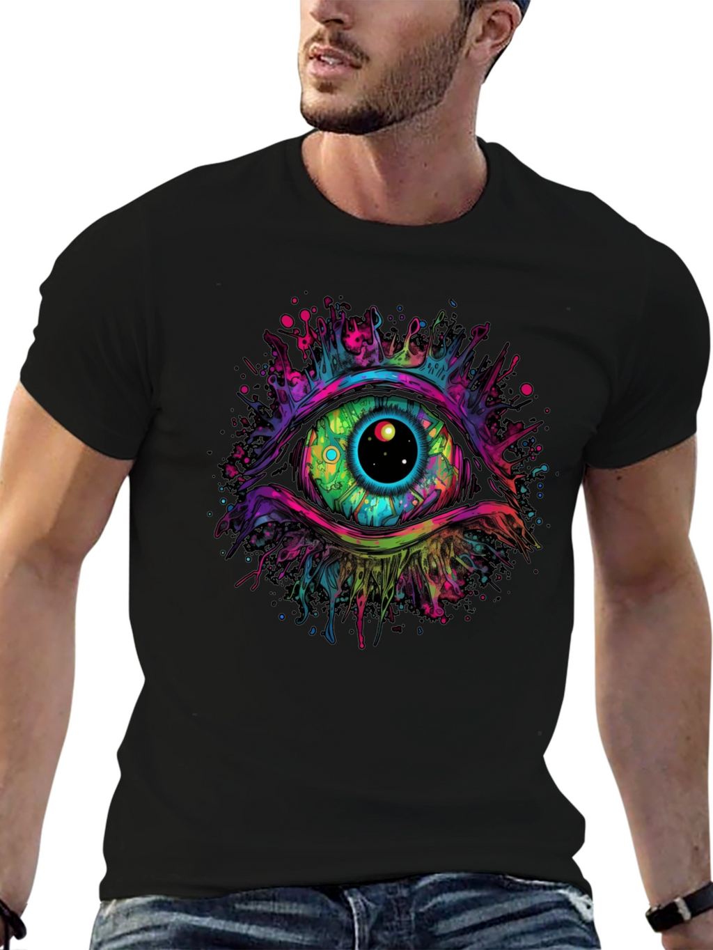 Psychedelic Eye Graphic Tee - Black T-Shirt