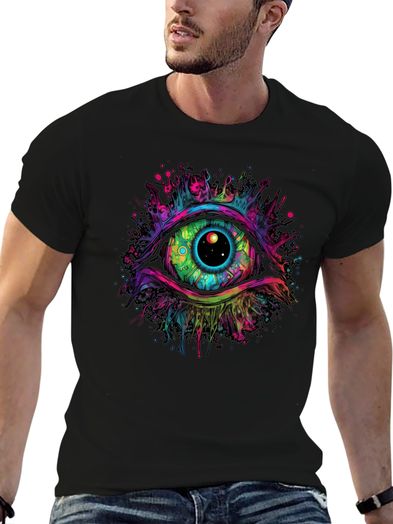 Psychedelic Eye Graphic Tee - Black T-Shirt