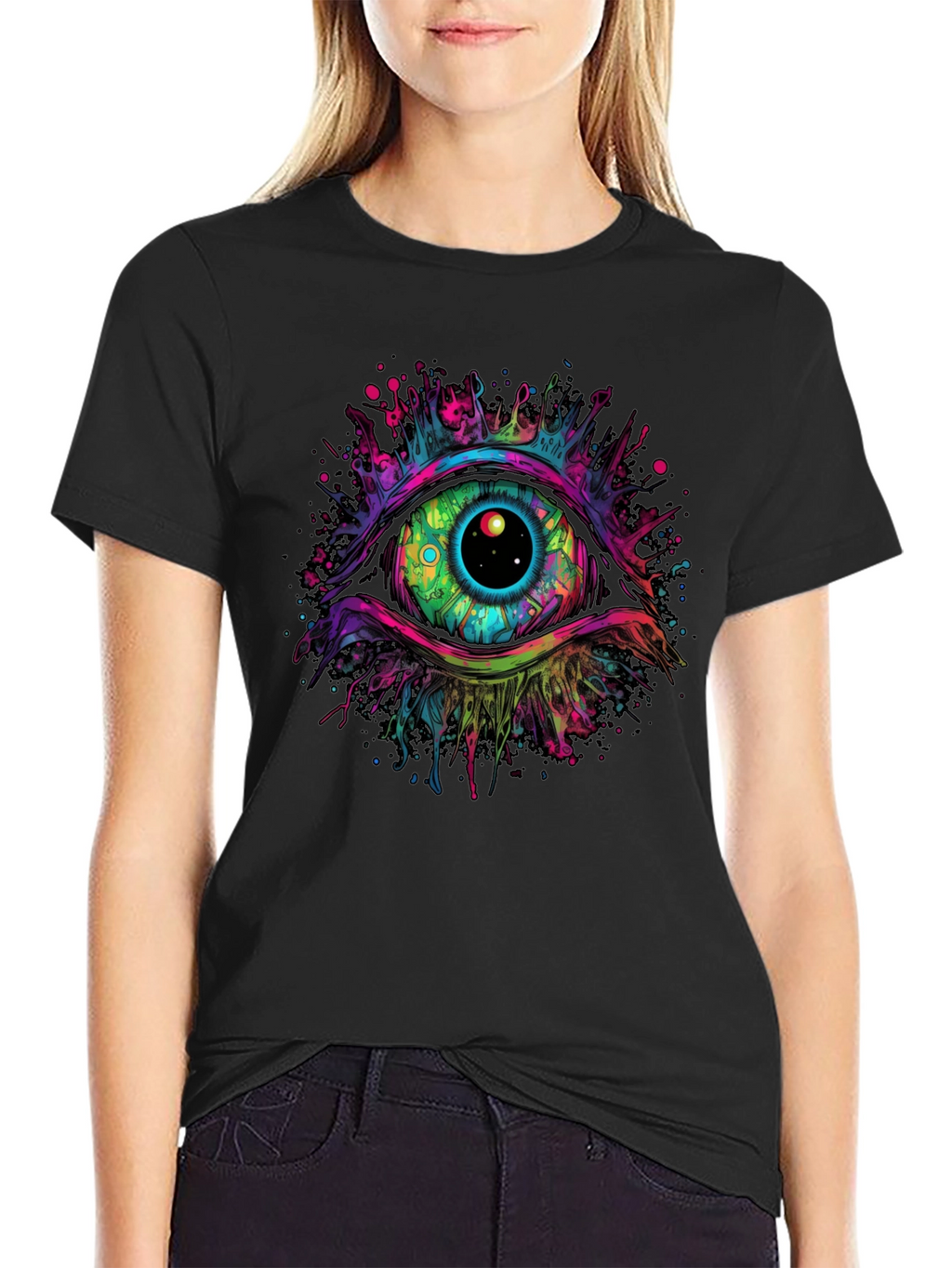 Psychedelic Eye Graphic Tee - Black T-Shirt
