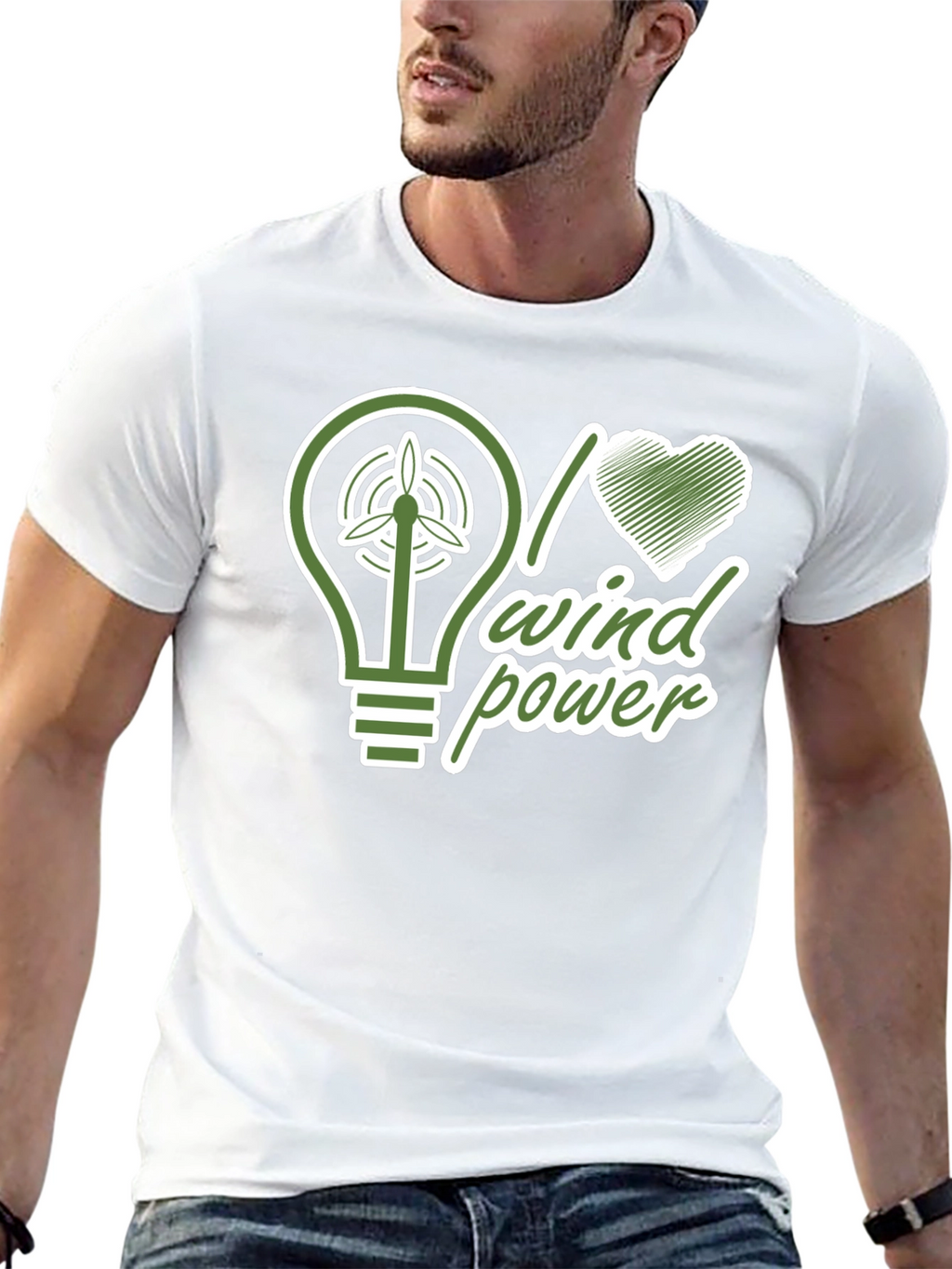 I Love Wind Power Black T-Shirt