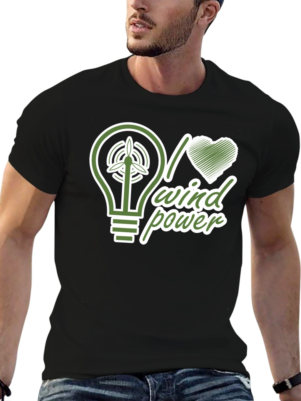 I Love Wind Power Black T-Shirt