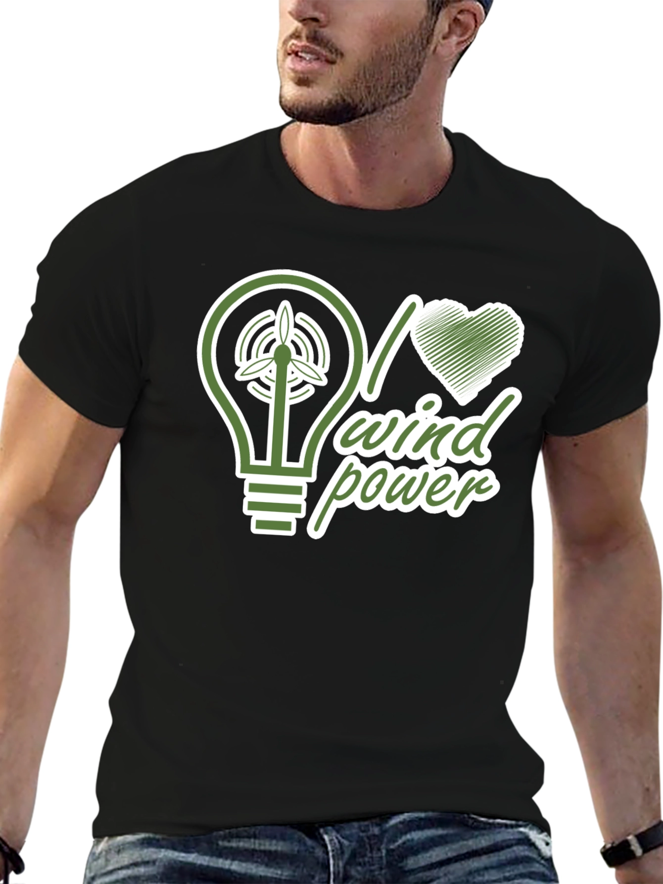 I Love Wind Power Black T-Shirt