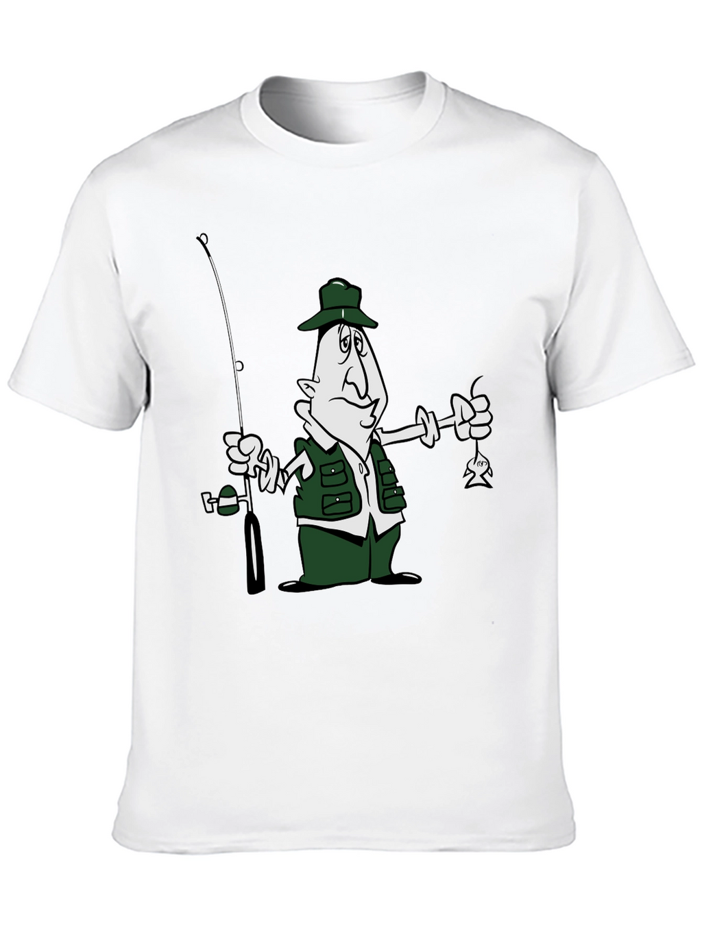 Cartoon Fisherman Black T-Shirt