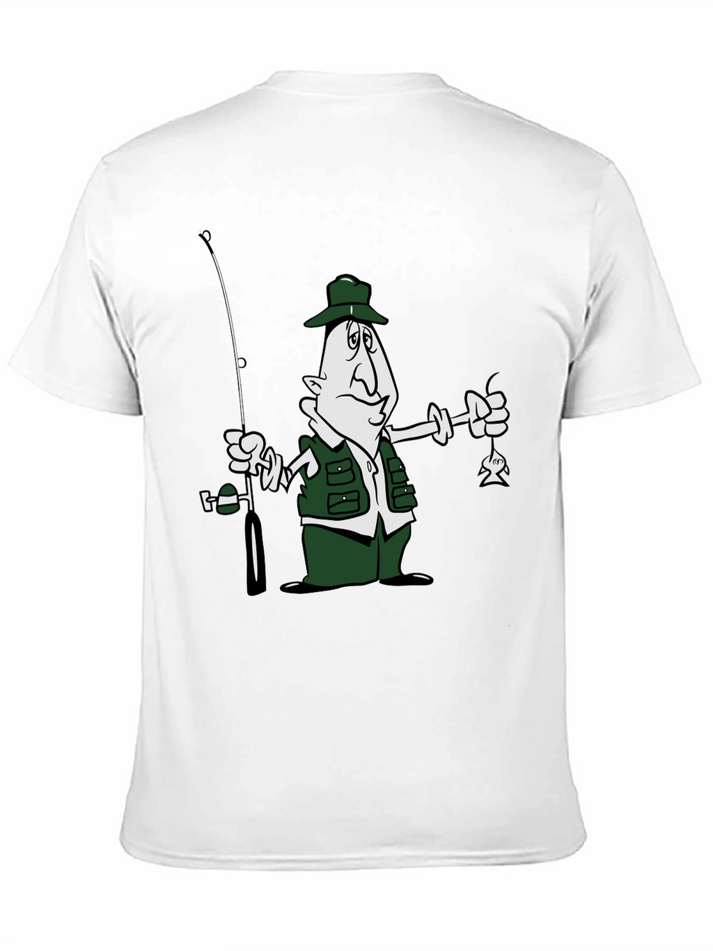 Cartoon Fisherman Black T-Shirt