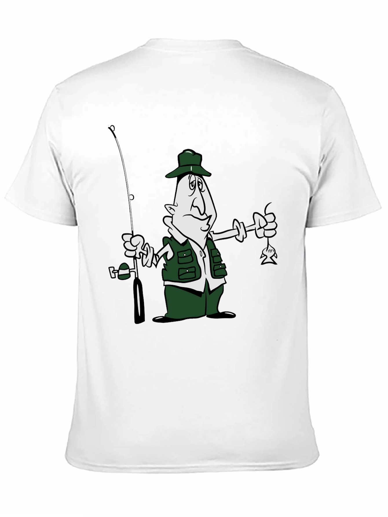 Cartoon Fisherman Black T-Shirt