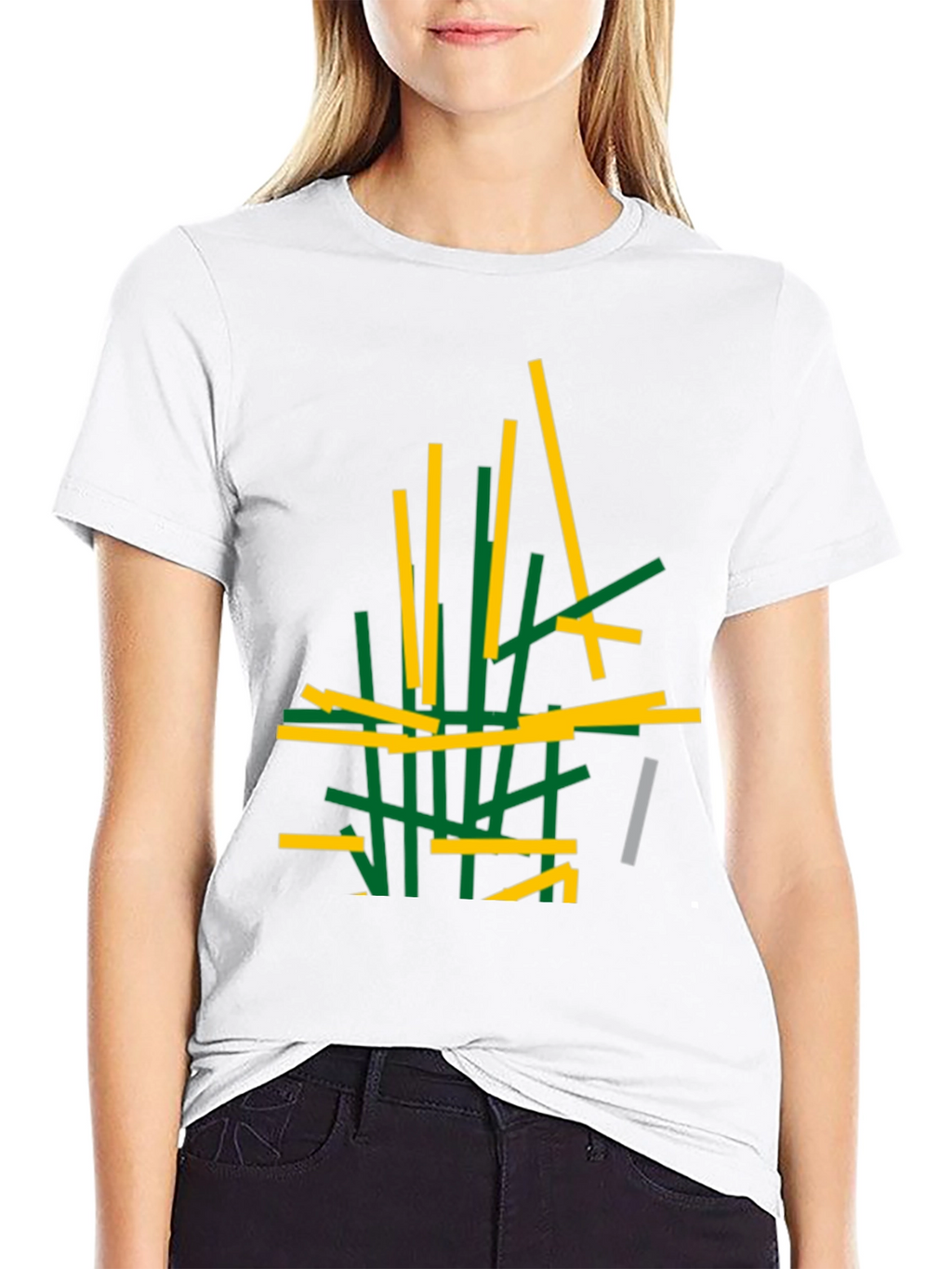 Abstract Stick Design Black T-Shirt