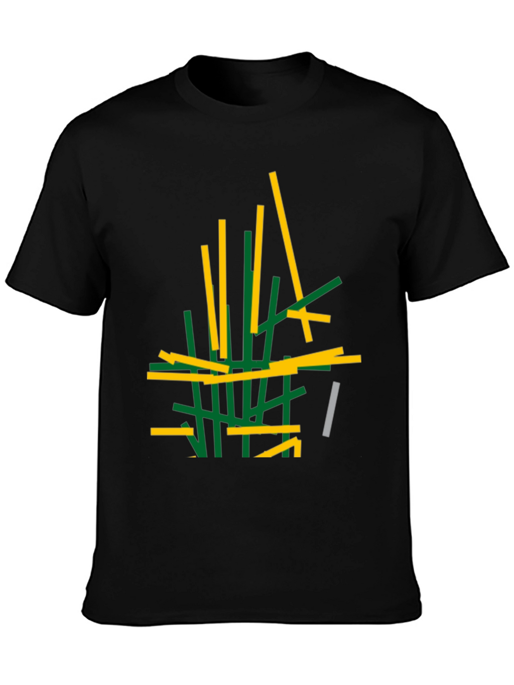Abstract Stick Design Black T-Shirt