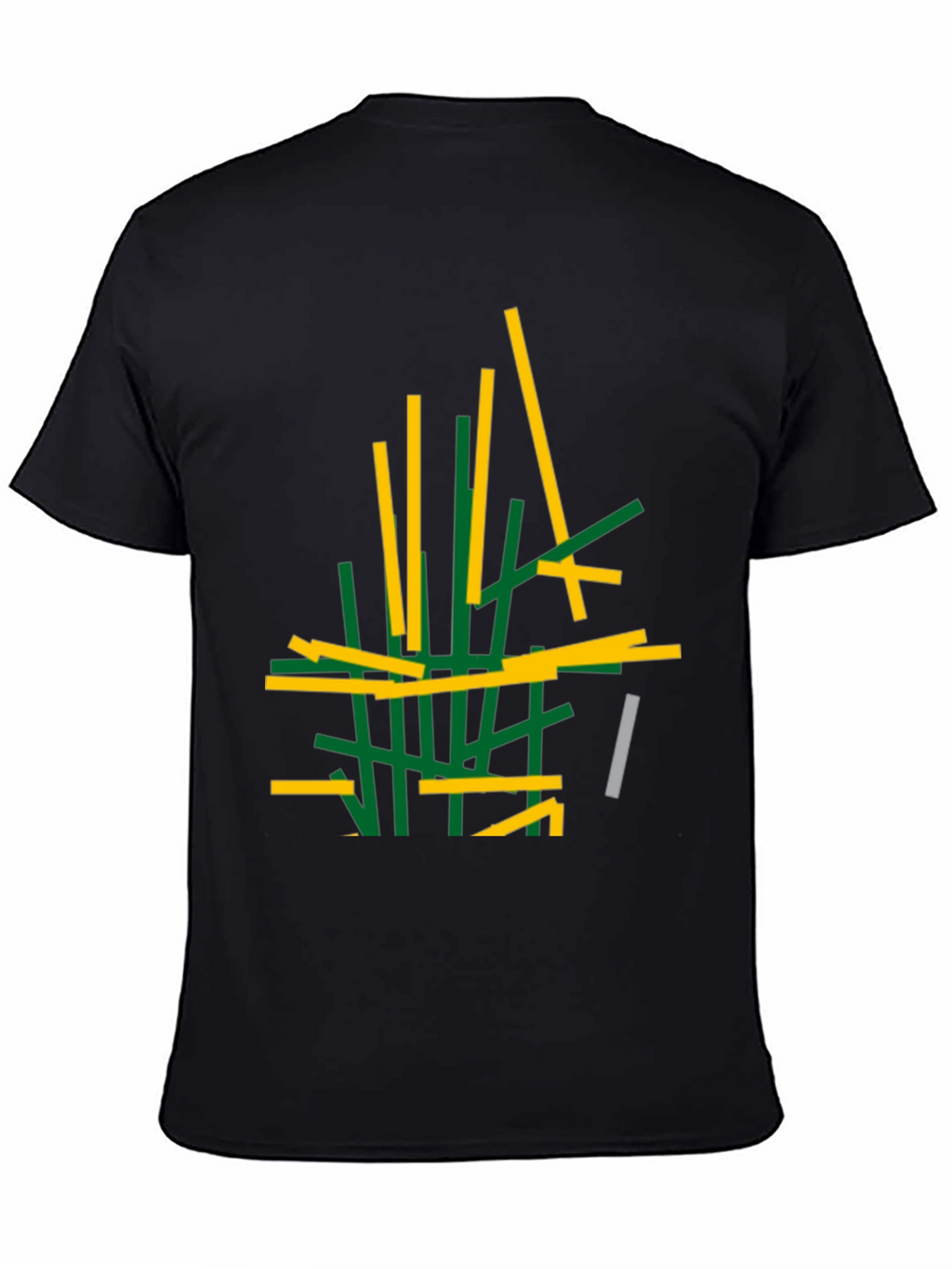 Abstract Stick Design Black T-Shirt