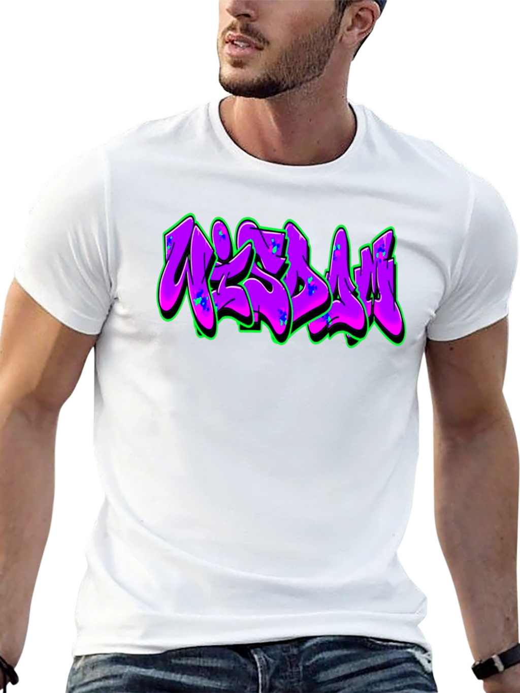 Graffiti Style Graphic Print Black T-Shirt