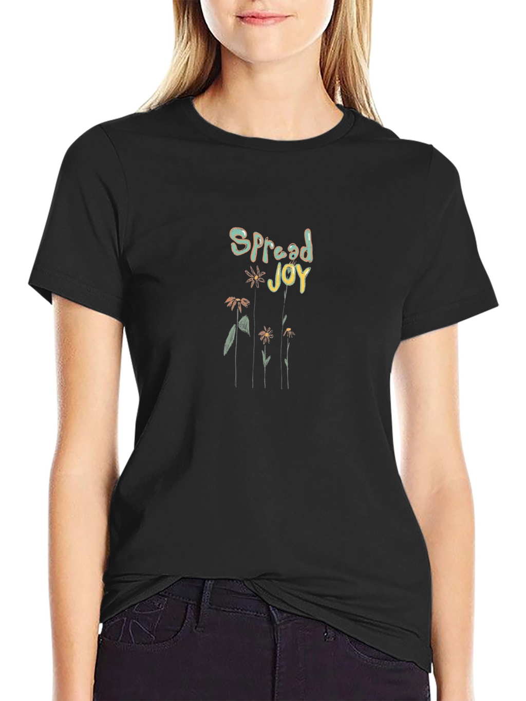 Spread Joy Graphic Tee - Black Casual Shirt