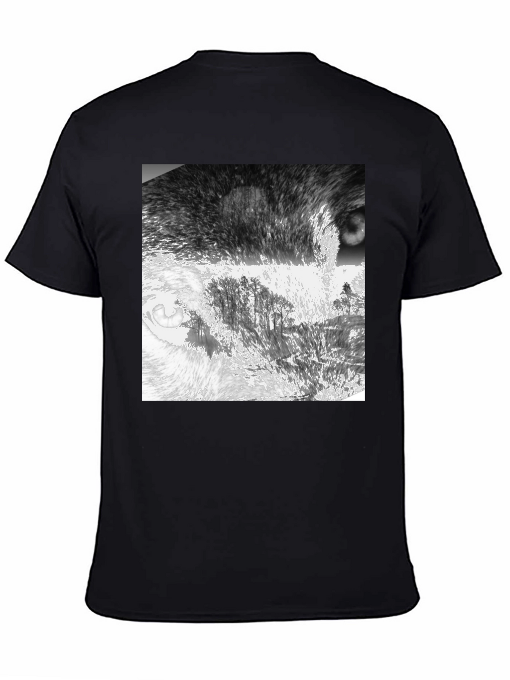 Abstract Landscape Print Black T-Shirt