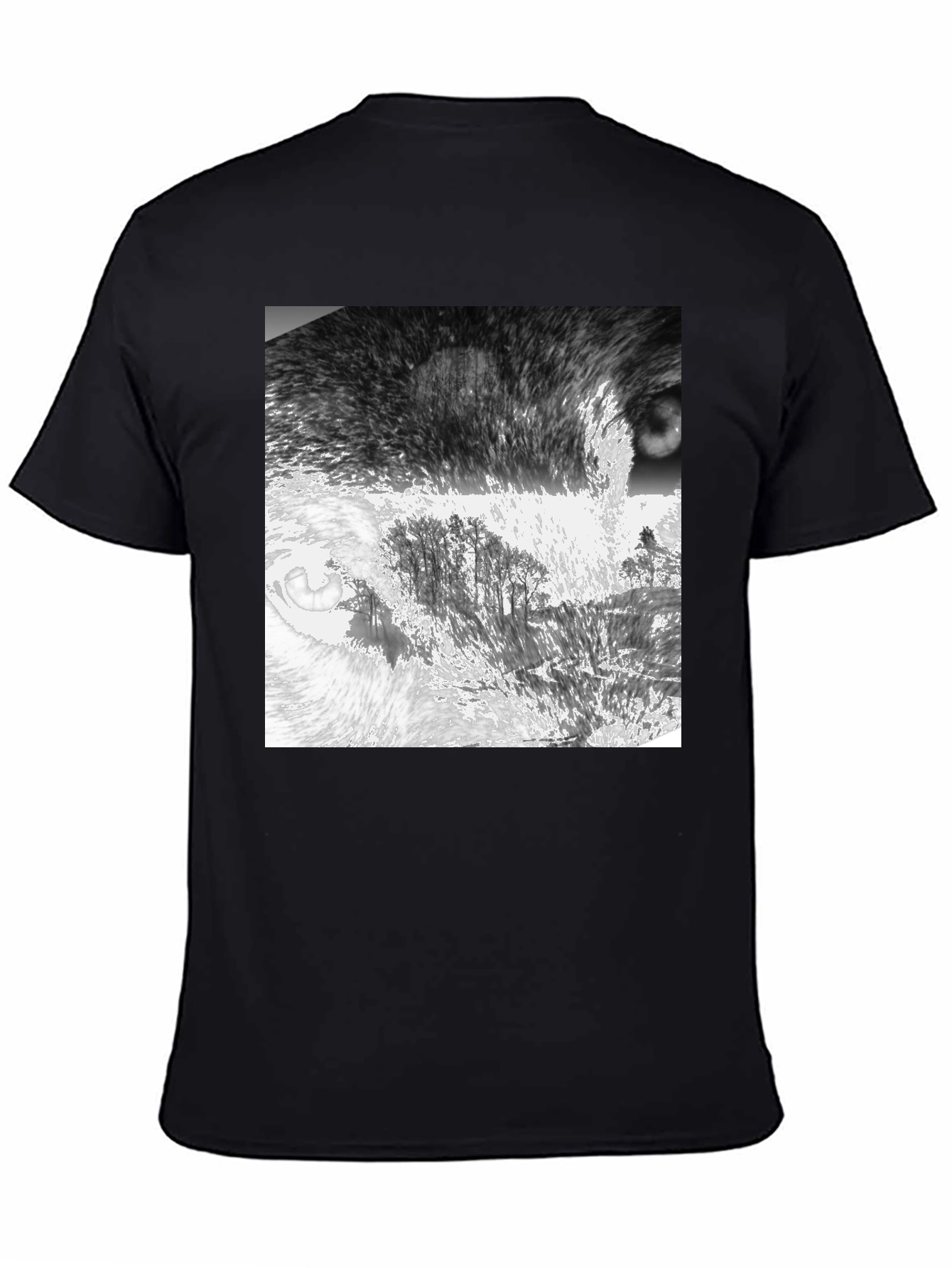 Abstract Landscape Print Black T-Shirt