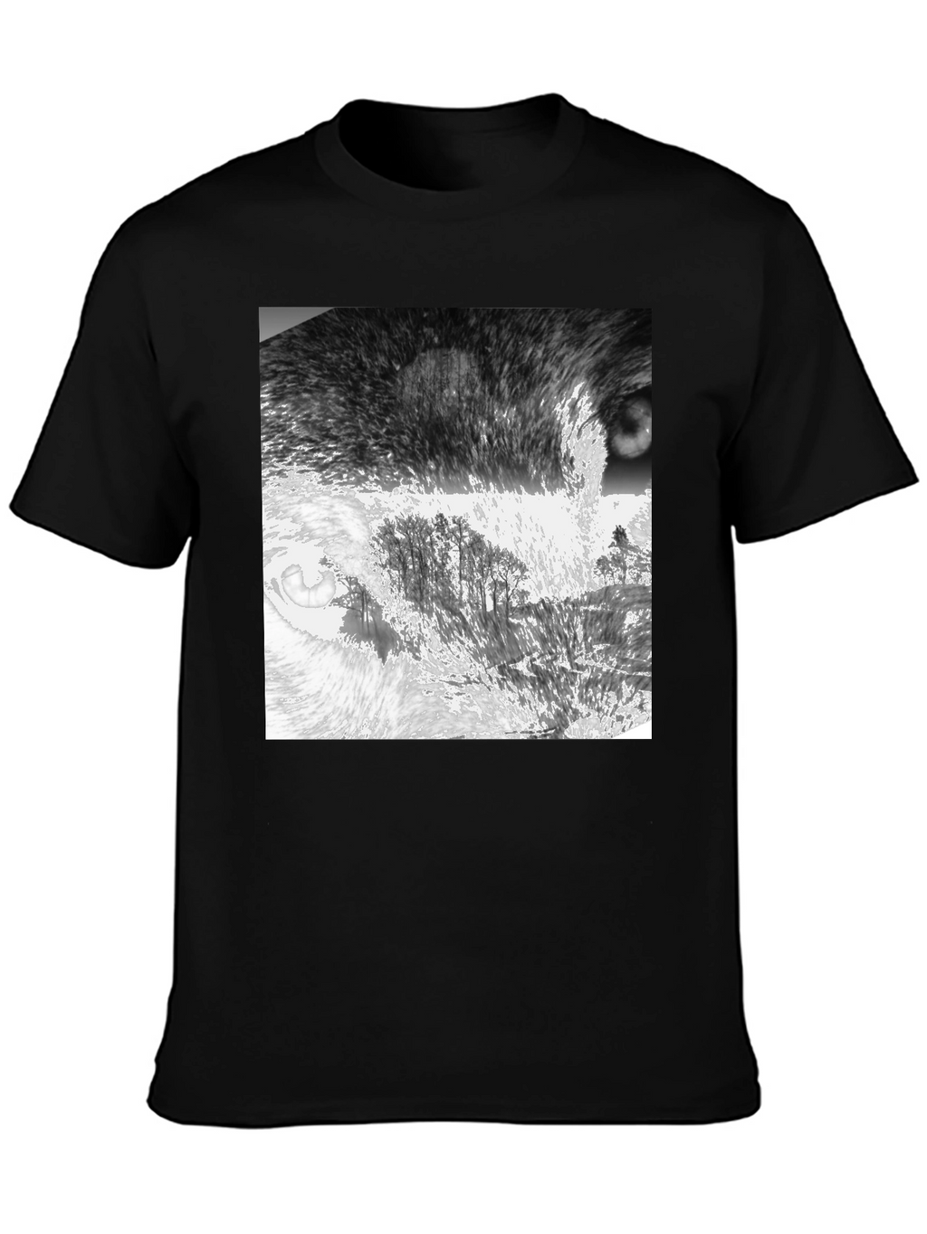 Abstract Landscape Print Black T-Shirt
