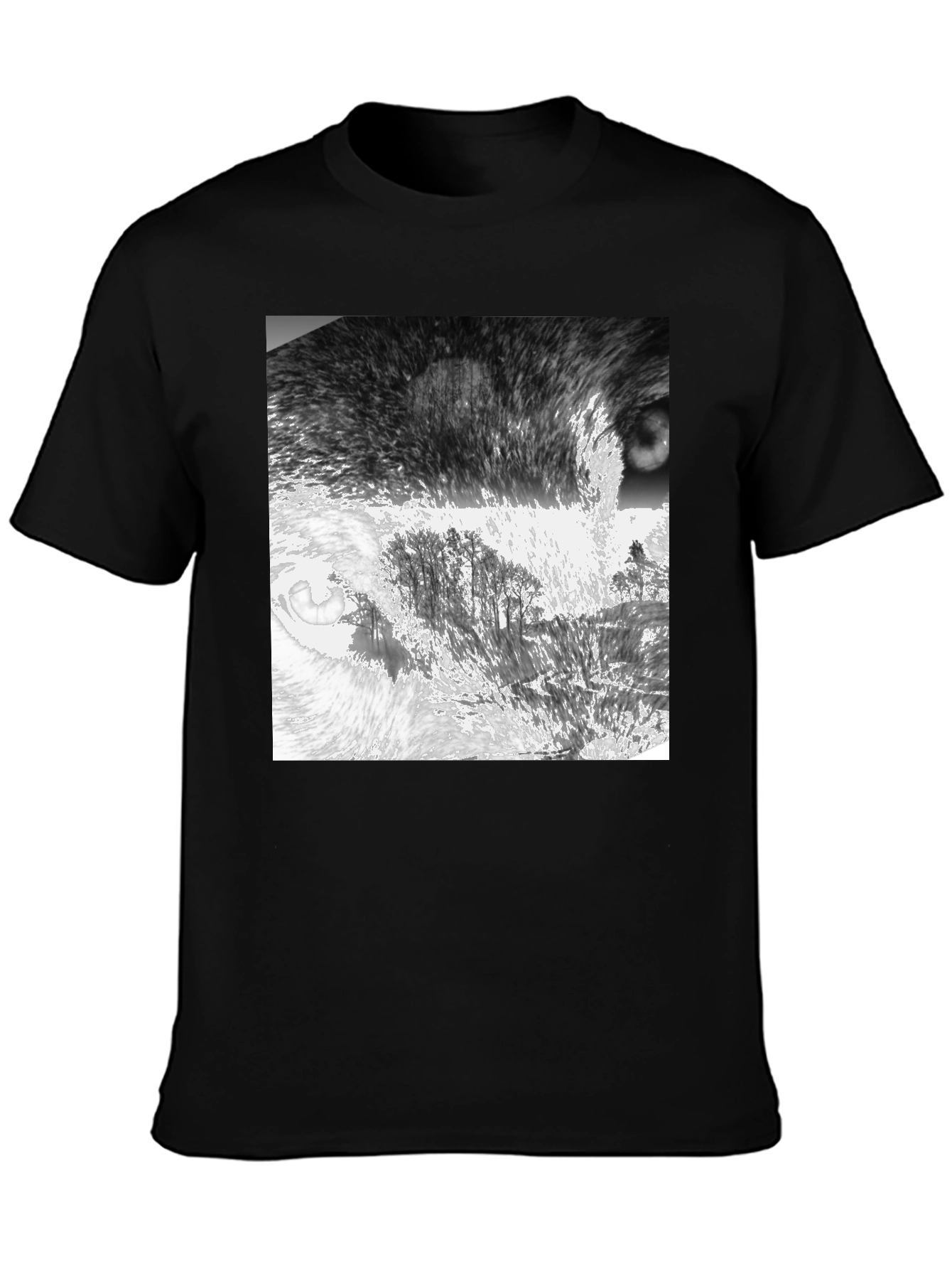 Abstract Landscape Print Black T-Shirt