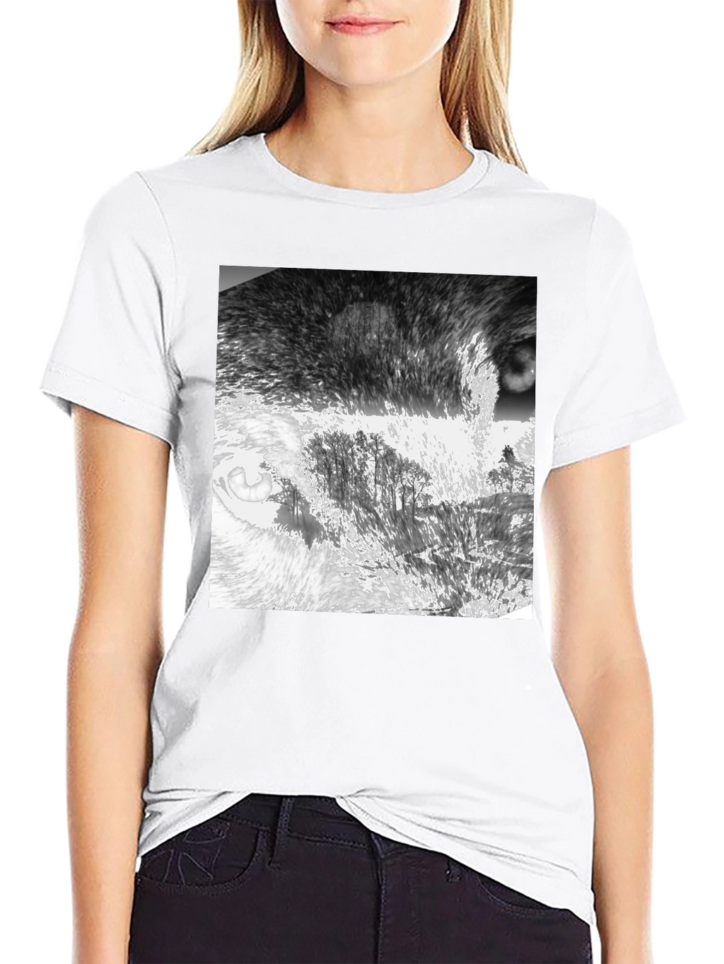 Abstract Landscape Print Black T-Shirt