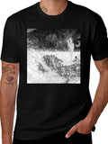 Abstract Landscape Print Black T-Shirt