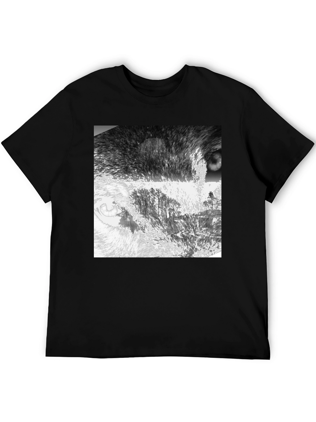 Abstract Landscape Print Black T-Shirt