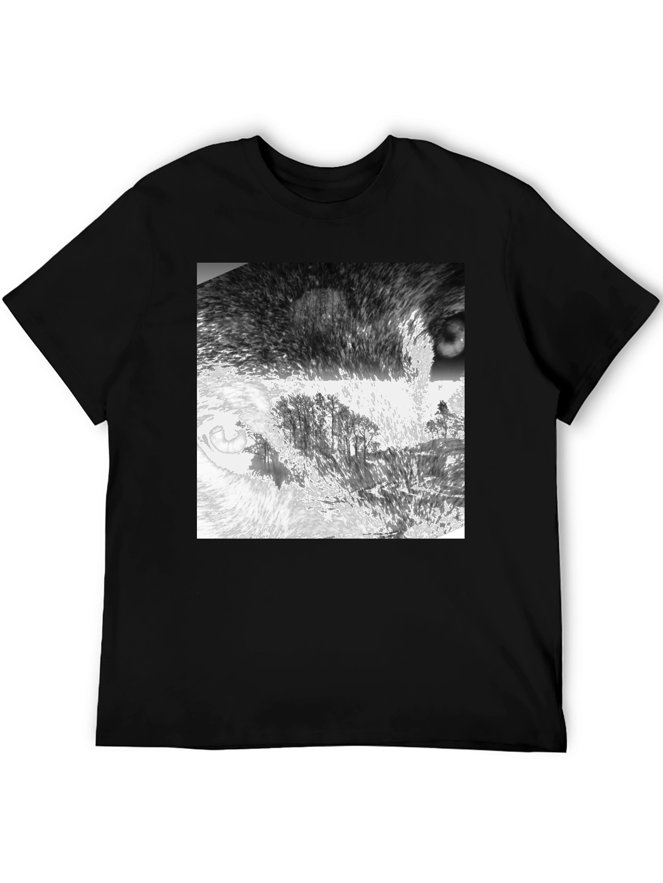 Abstract Landscape Print Black T-Shirt