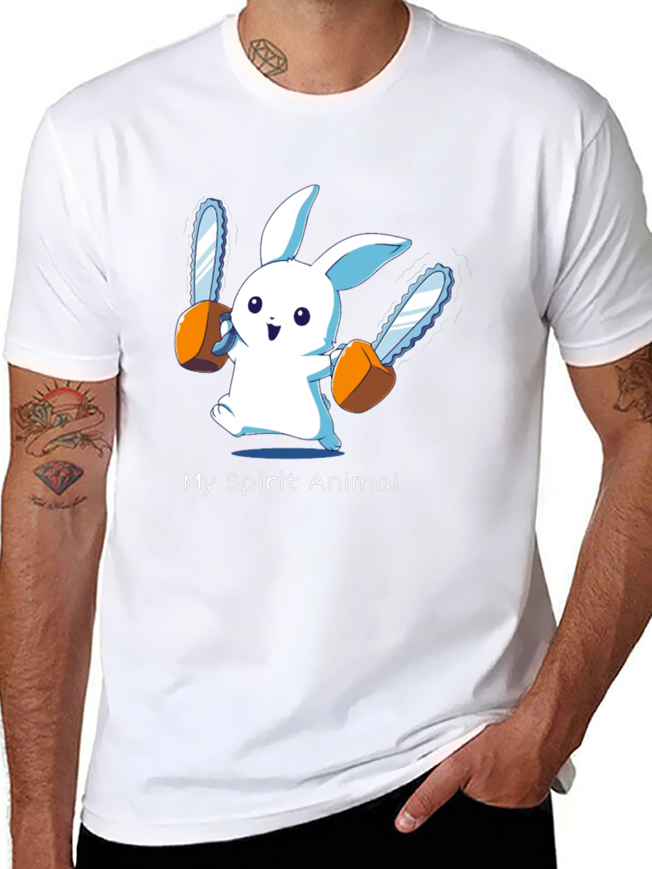My Spirit Animal Chainsaw Bunny Graphic Tee