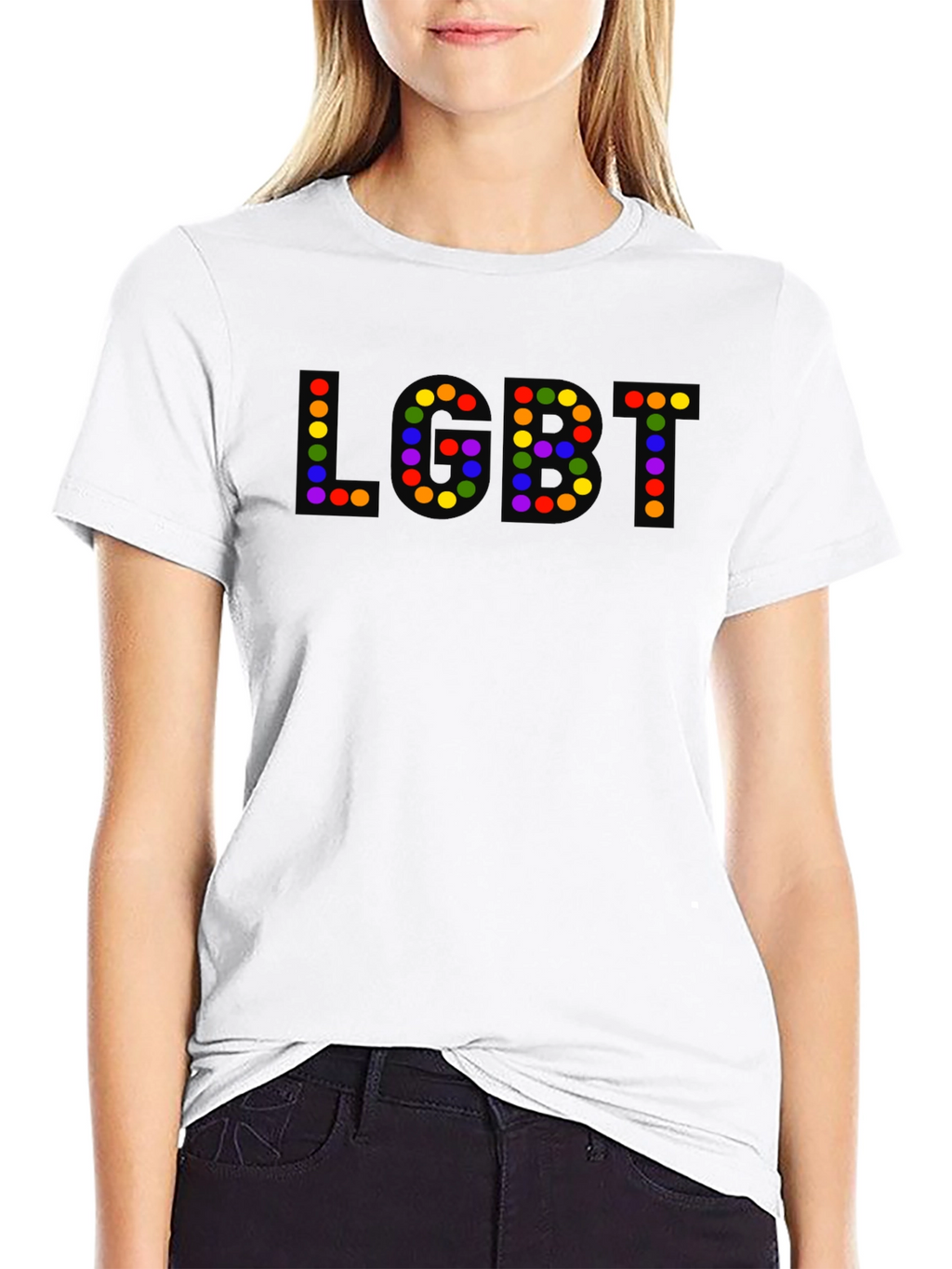 LGBT Pride T-Shirt - Rainbow Dot Letters