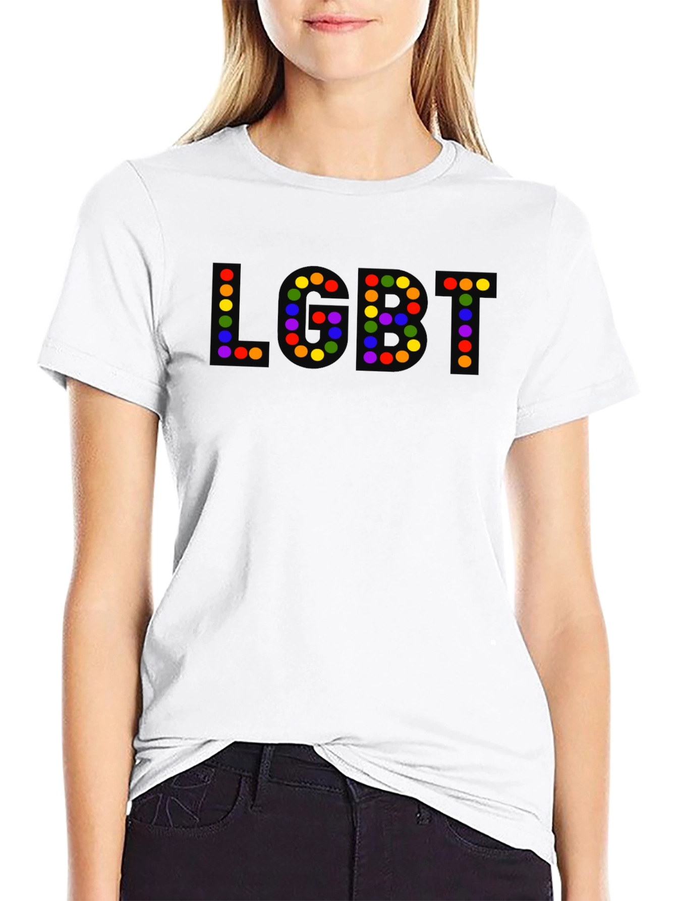 LGBT Pride T-Shirt - Rainbow Dot Letters