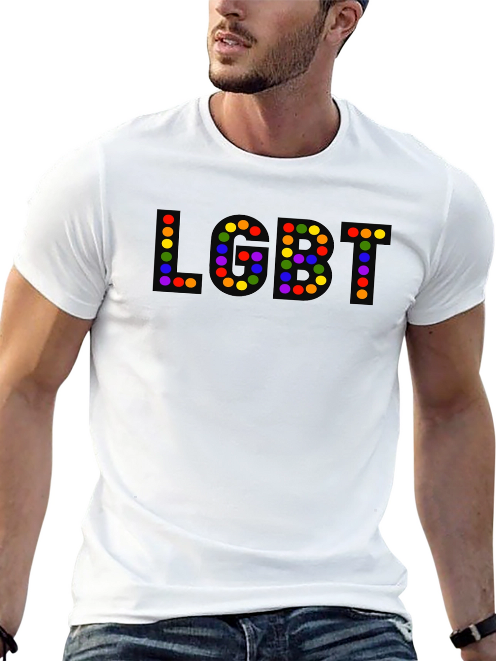 LGBT Pride T-Shirt - Rainbow Dot Letters