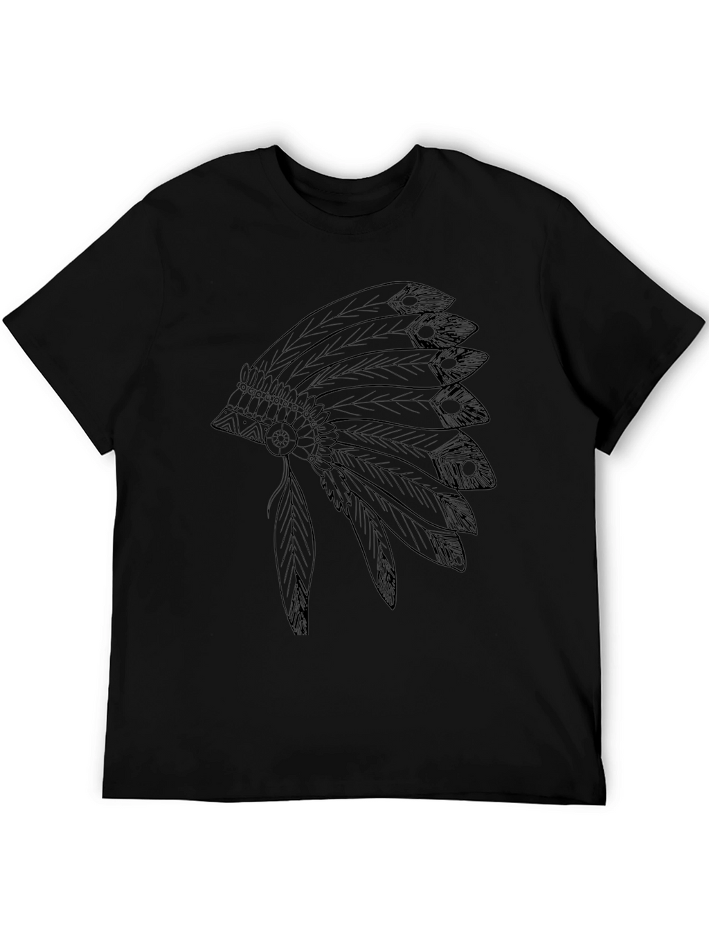 Native American Headdress Graphic Tee - Black