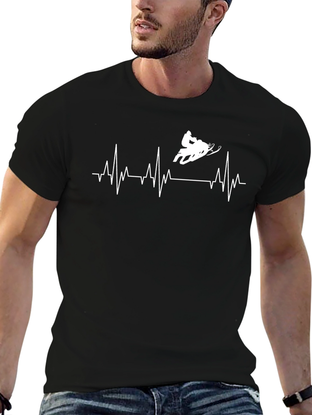 Snowmobile Heartbeat Graphic T-Shirt