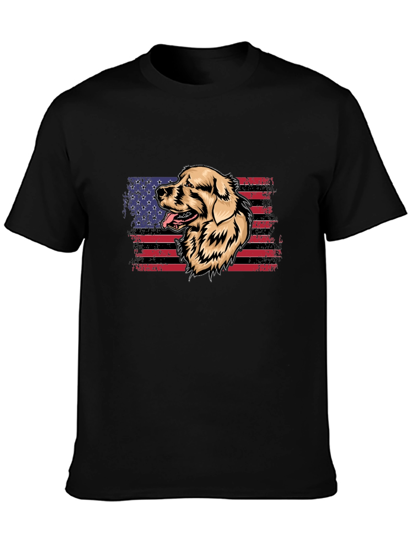 Dog American Flag Graphic T-Shirt