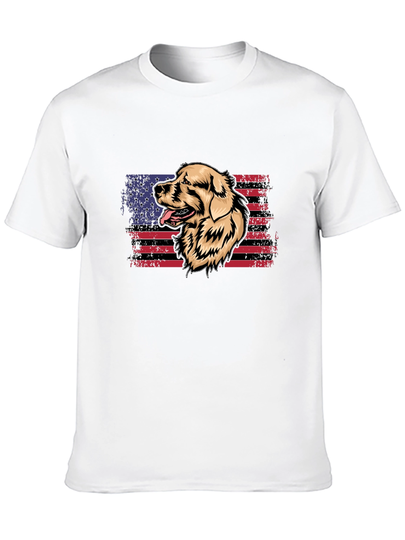 Dog American Flag Graphic T-Shirt
