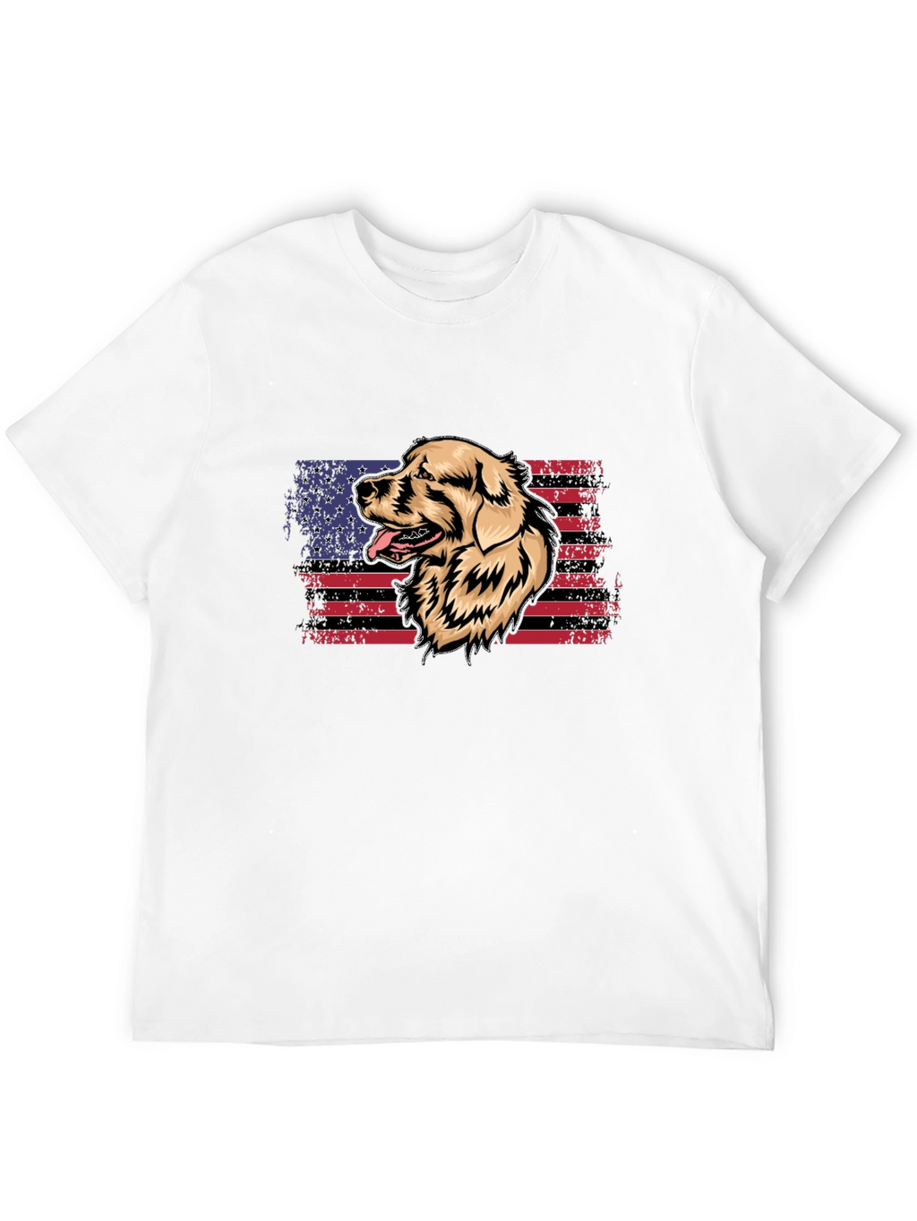 Dog American Flag Graphic T-Shirt