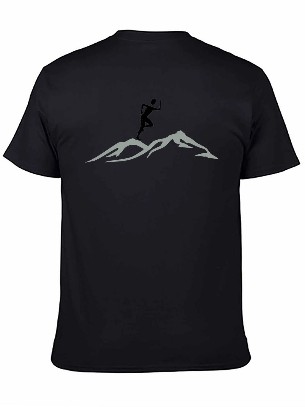 Mountain Trail Runner Graphic Tee - Black Cotton Shirt