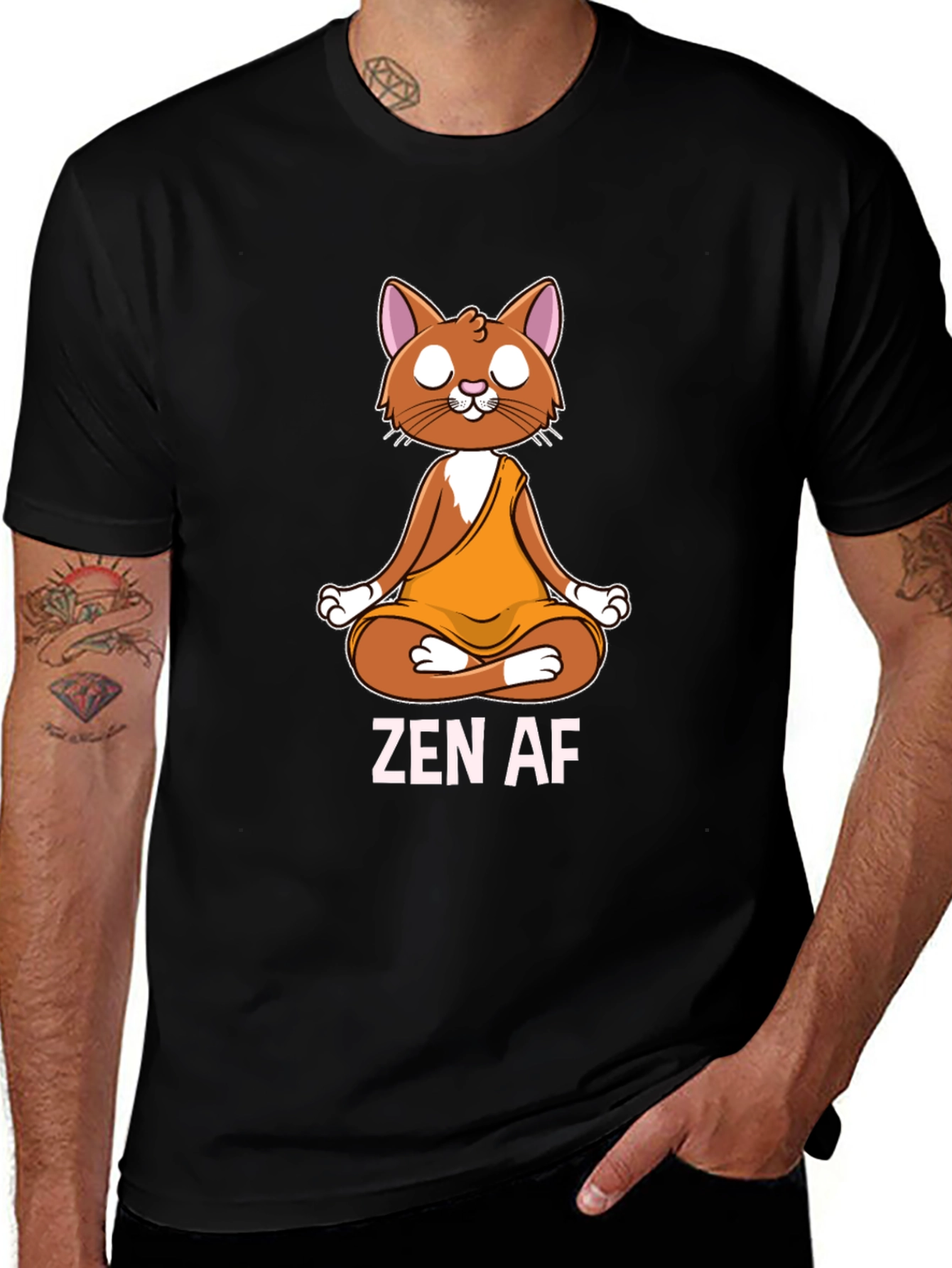 Zen AF Cat T-Shirt - Meditating Feline Tee