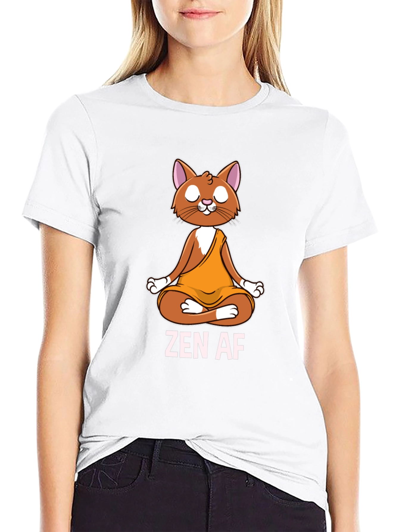Zen AF Cat T-Shirt - Meditating Feline Tee