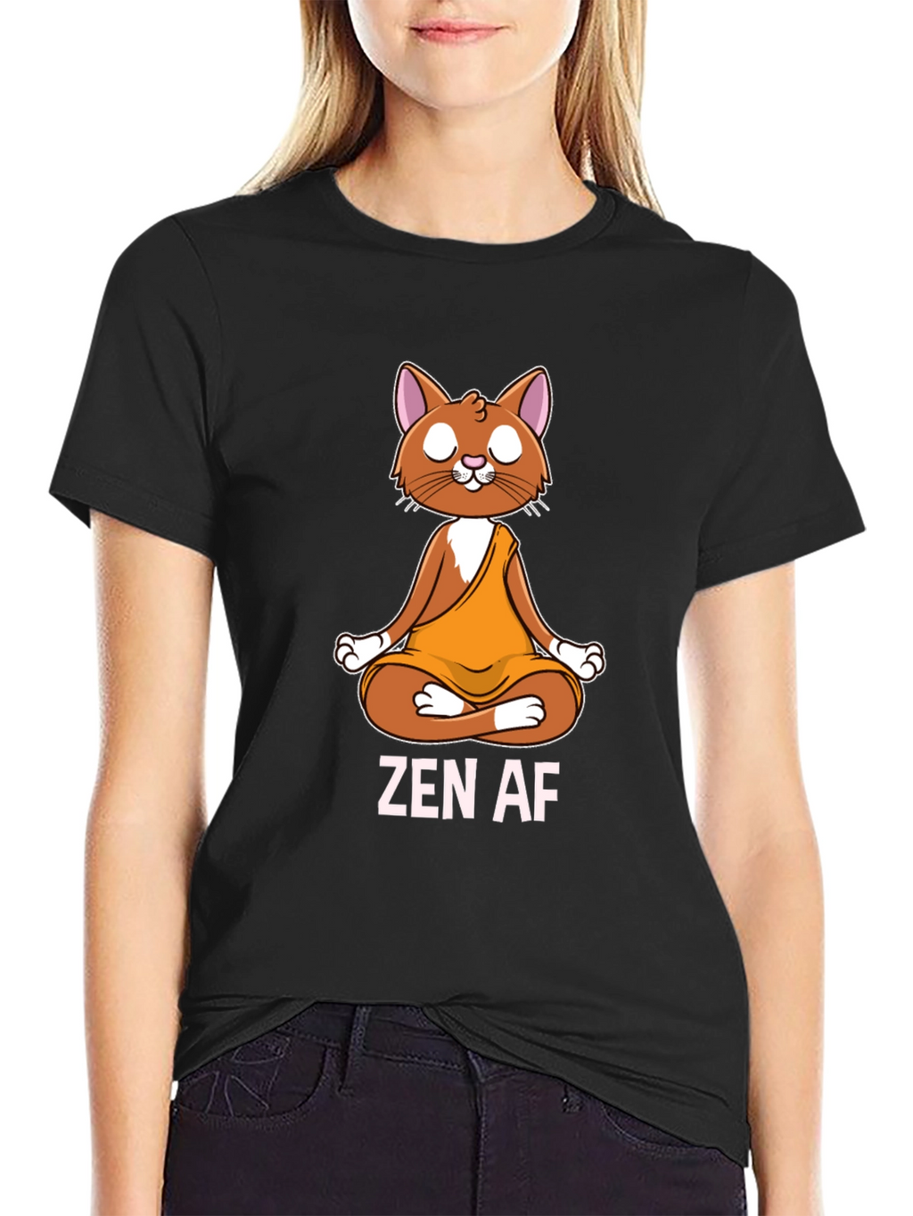 Zen AF Cat T-Shirt - Meditating Feline Tee