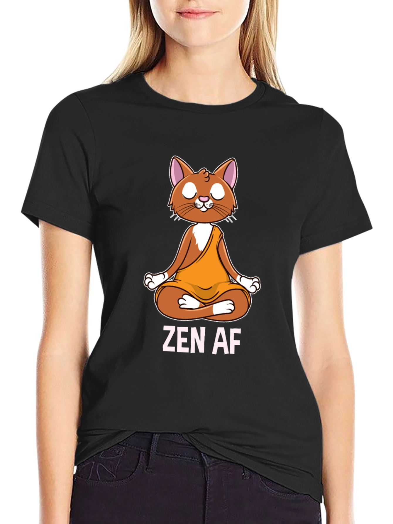 Zen AF Cat T-Shirt - Meditating Feline Tee