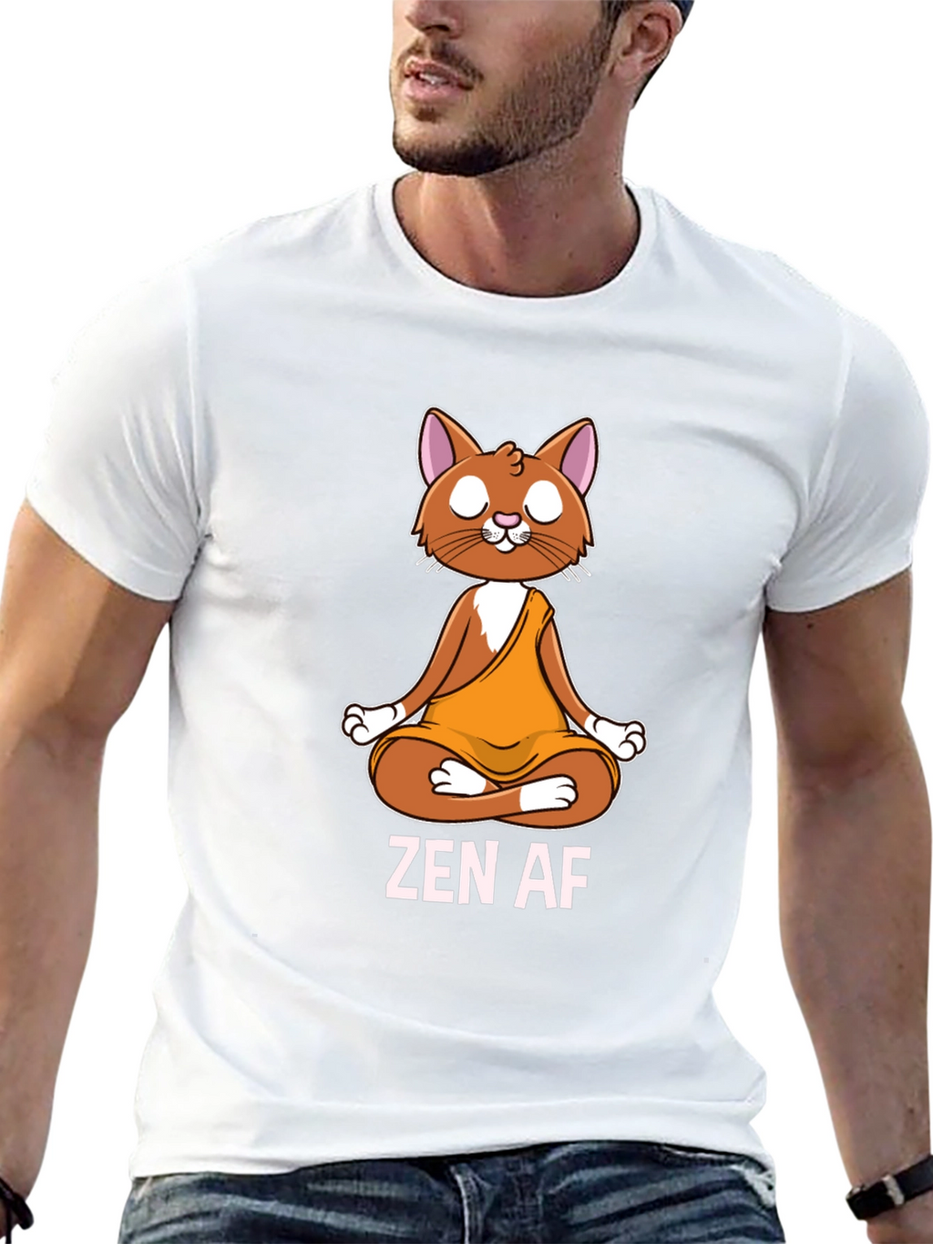 Zen AF Cat T-Shirt - Meditating Feline Tee