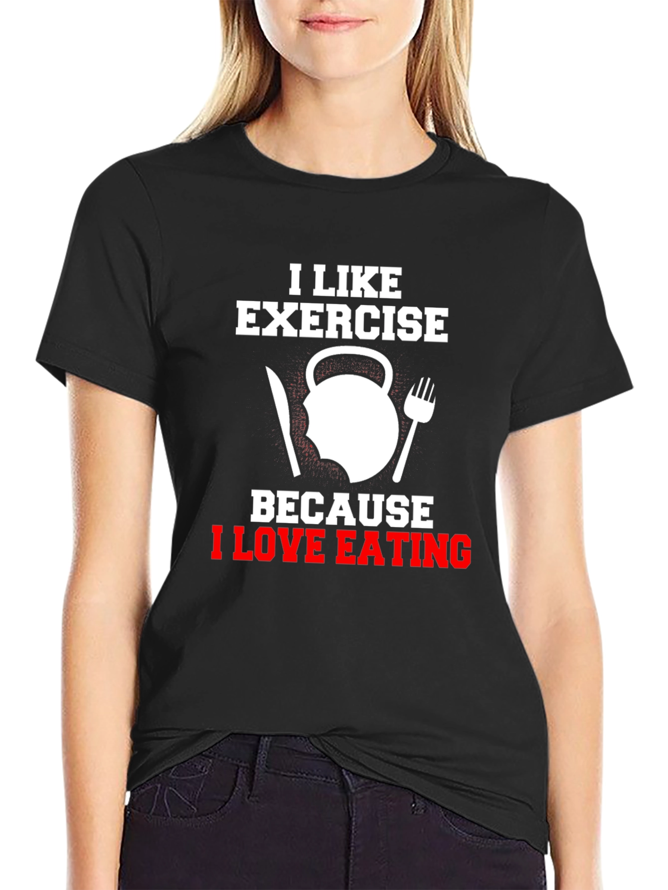 Exercise & Eating Humor Graphic T-Shirt