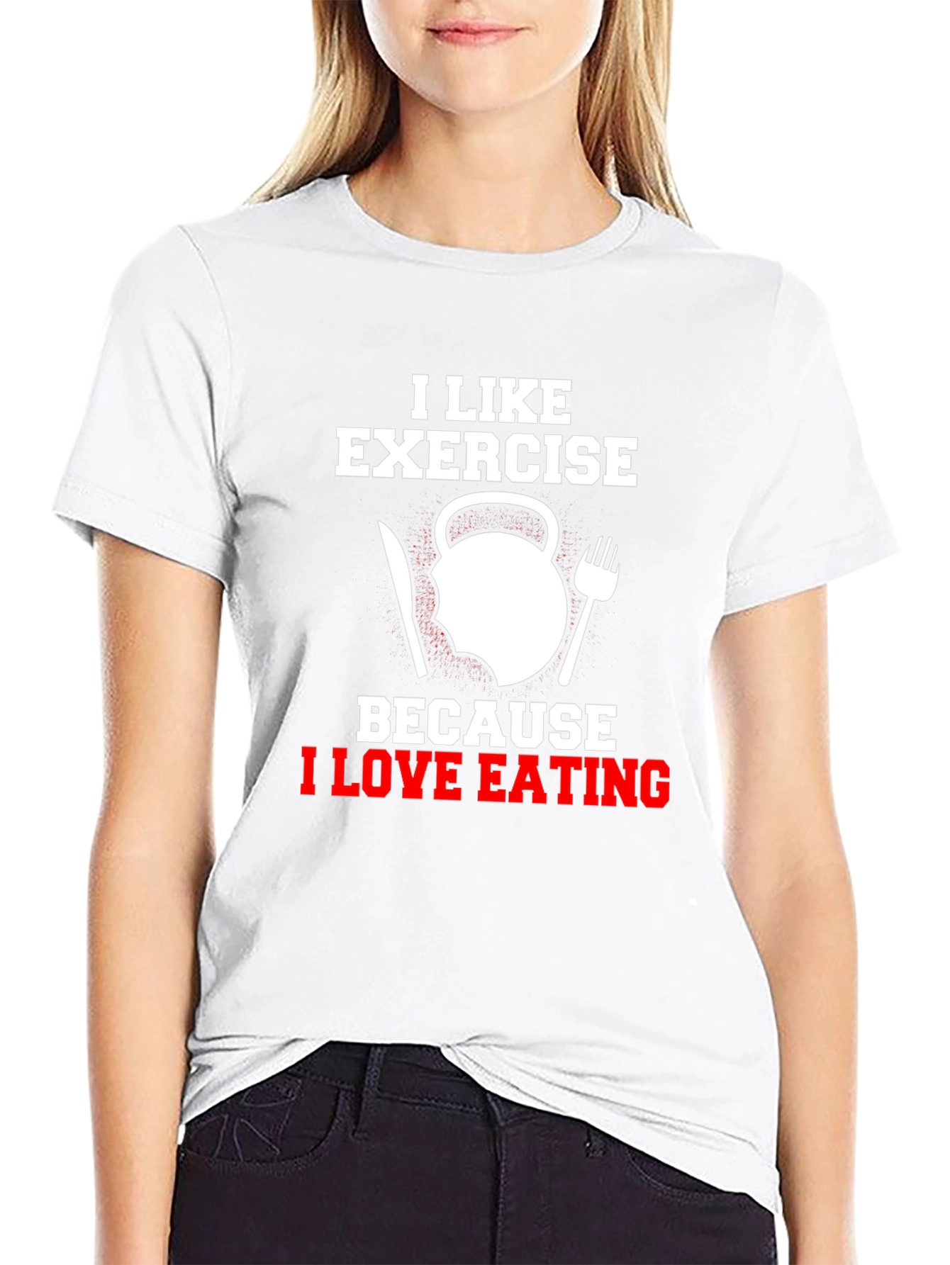 Exercise & Eating Humor Graphic T-Shirt