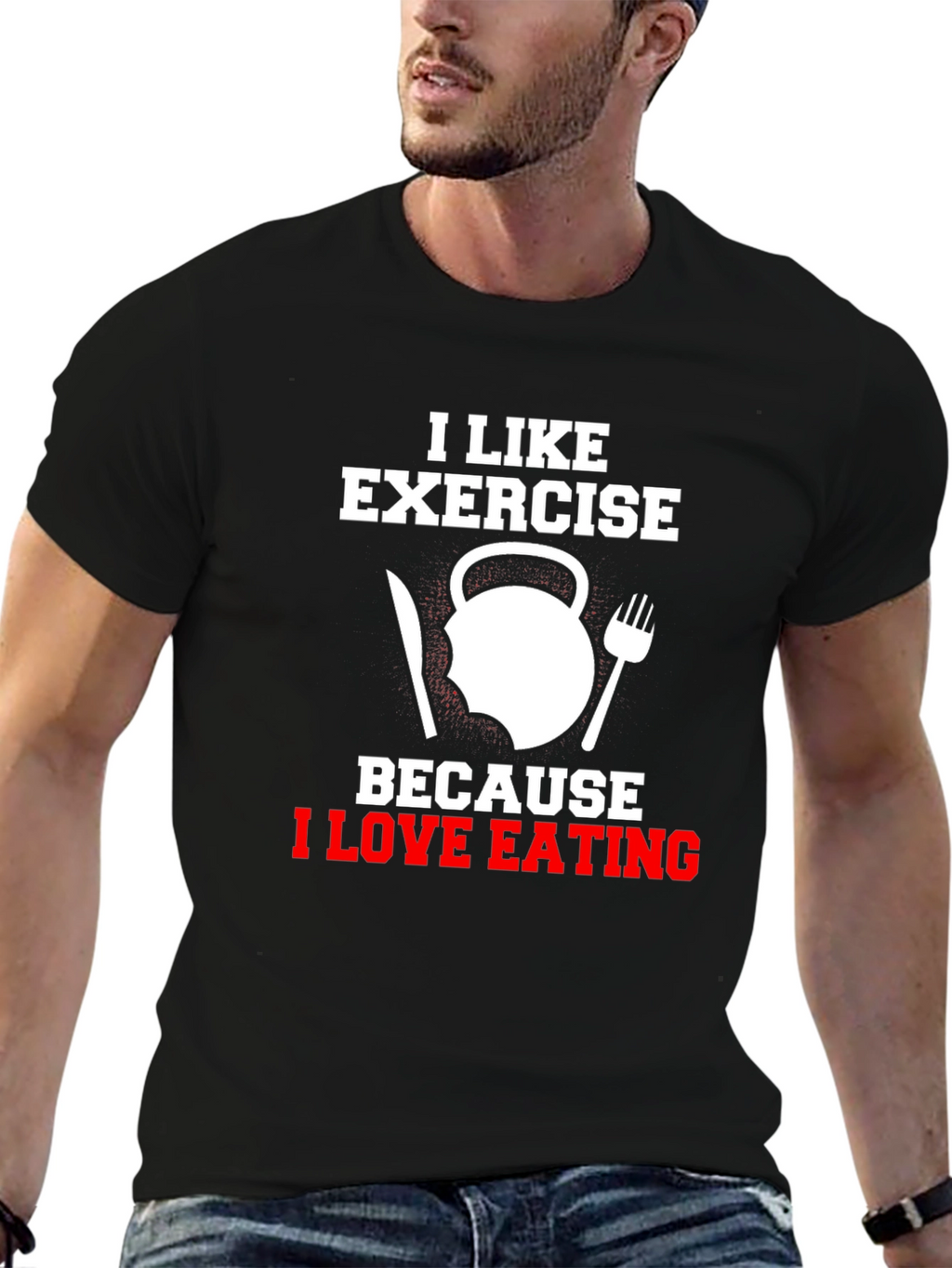 Exercise & Eating Humor Graphic T-Shirt