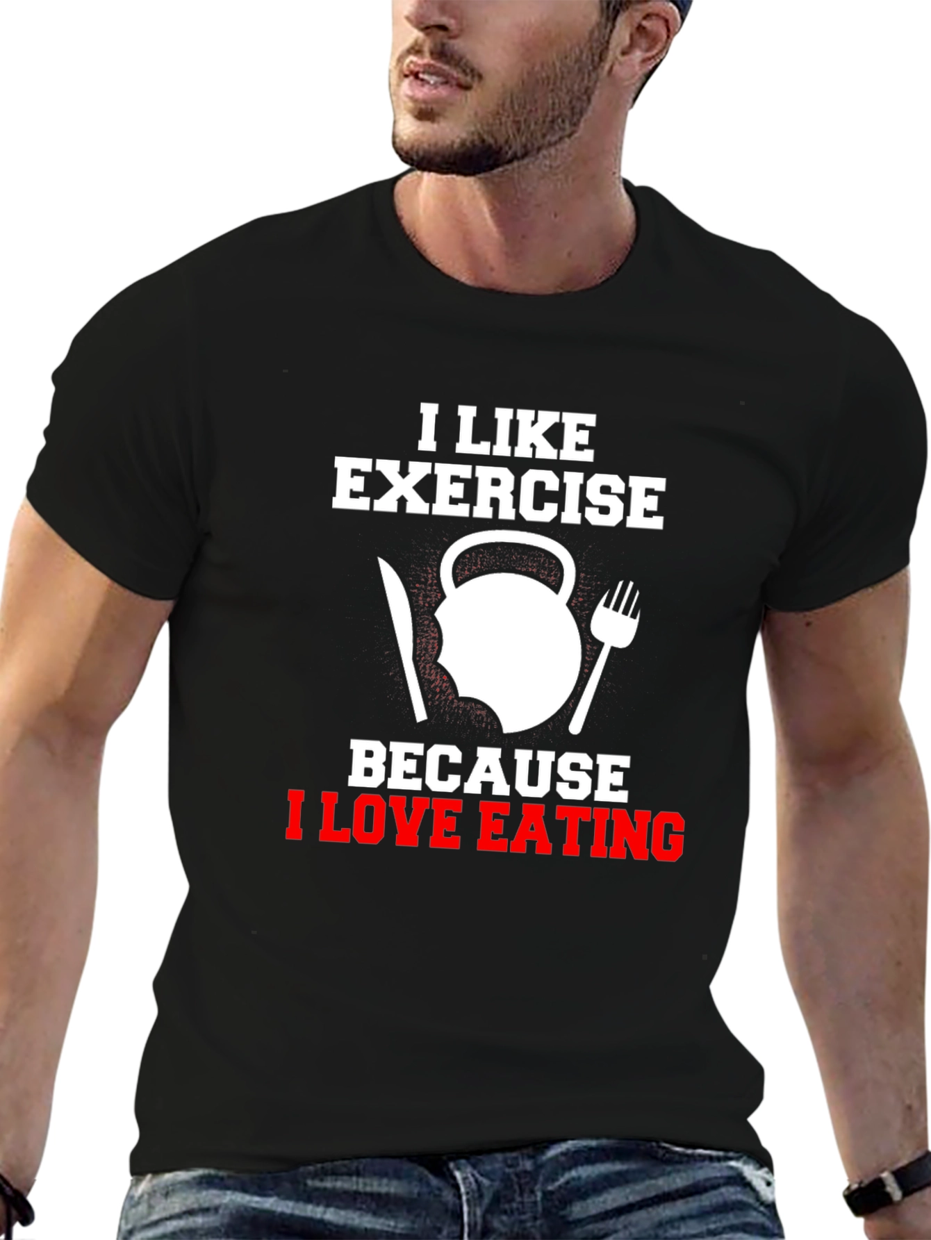 Exercise & Eating Humor Graphic T-Shirt