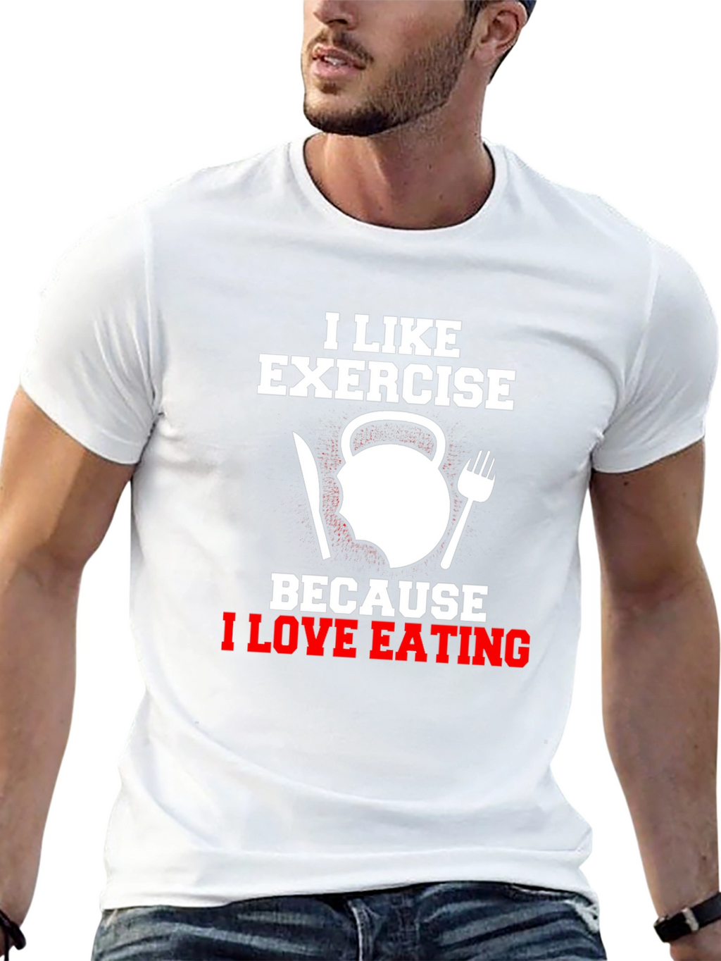 Exercise & Eating Humor Graphic T-Shirt