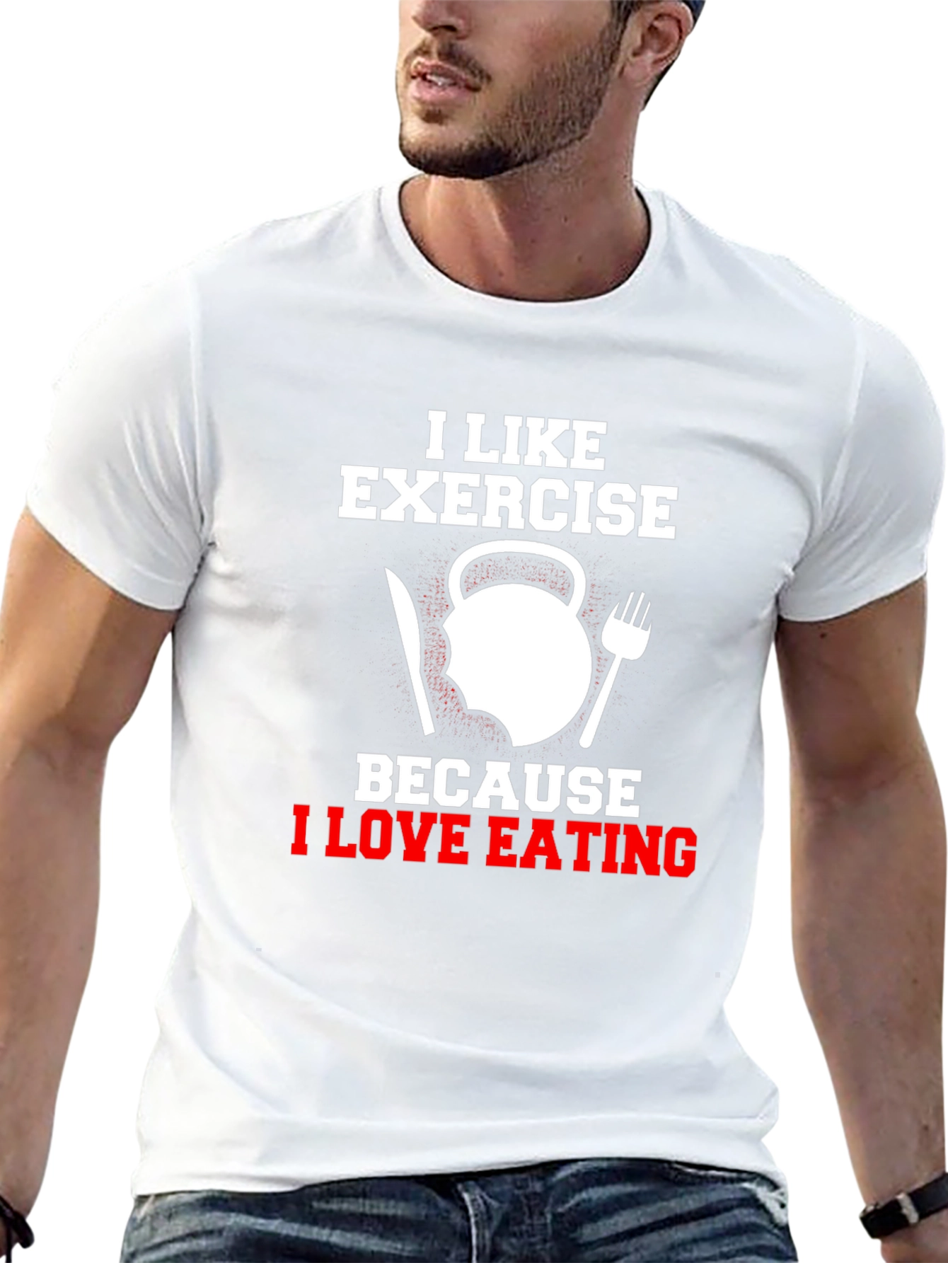 Exercise & Eating Humor Graphic T-Shirt