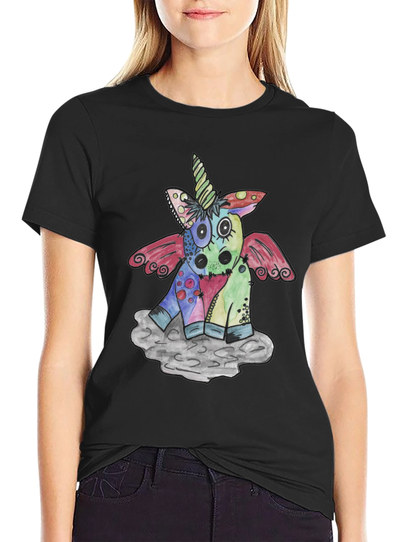 Whimsical Unicorn Graphic Tee - Colorful Cartoon Shirt